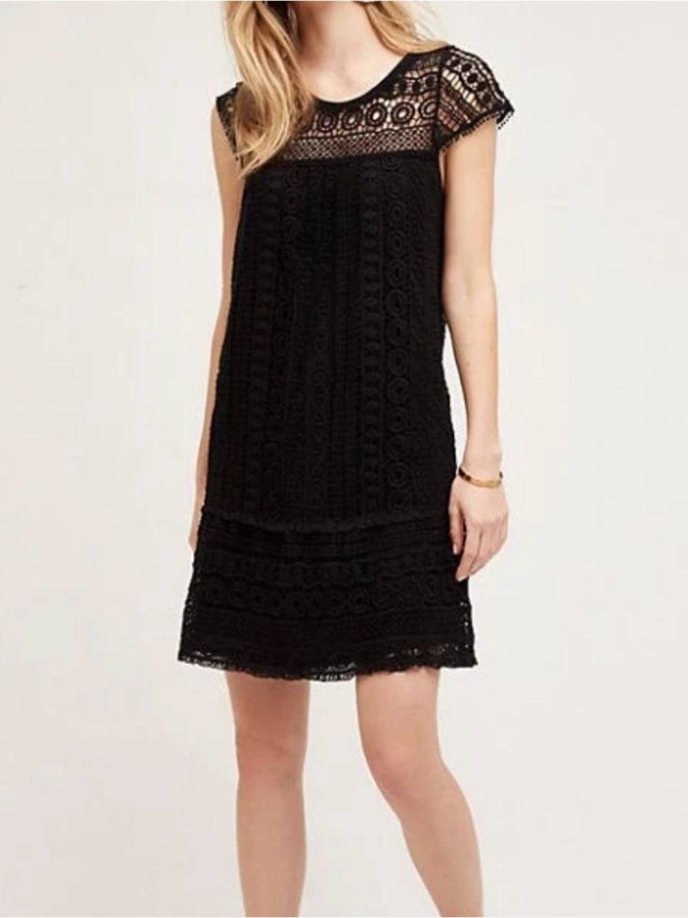 Anthropologie Maeve Cap Sleeve Cotton Crochet Tunic Dress Size S